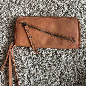 Free People Brown Wallet with Zipper Detail